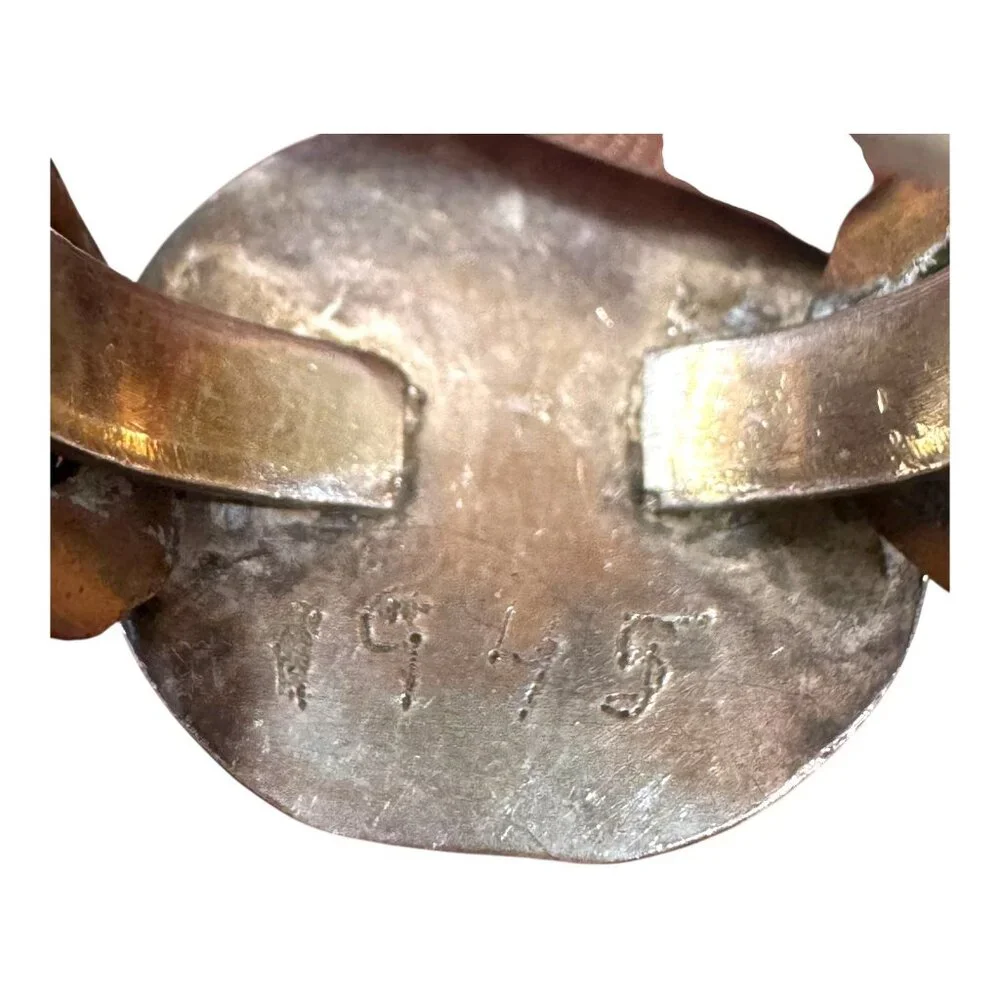 Antique 1945 Arts Crafts Operculum Sterling Silver Ring Size 7 Vintage Handmade - Picture 3 of 11